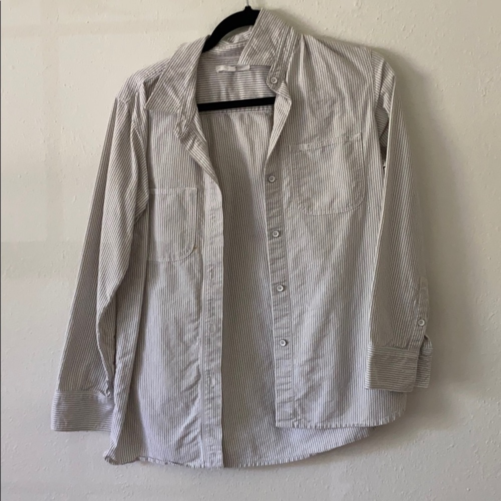 Blue and White Striped Madewell Button Down Shirt